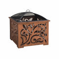 26 Inch Wood Burning Fire Pit with Steel Mesh Spark Screen and Fire Poker T18609
