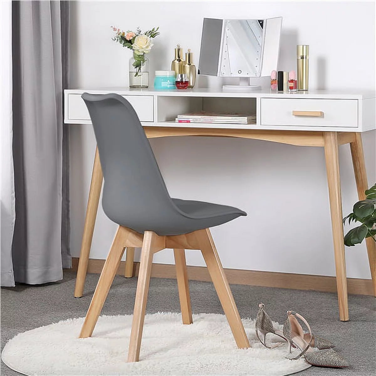 Gray Set of 4 Padded Dining Chairs O685353
