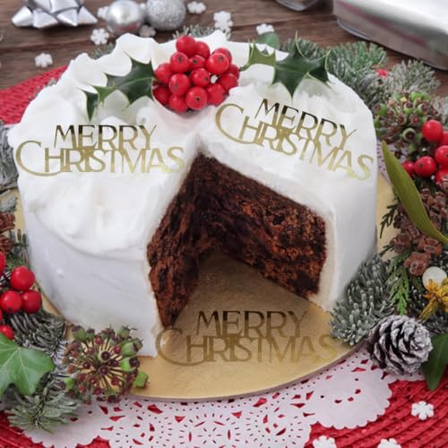 10 Pcs Mirror Gold Merry Christmas Cake Toppers N5106