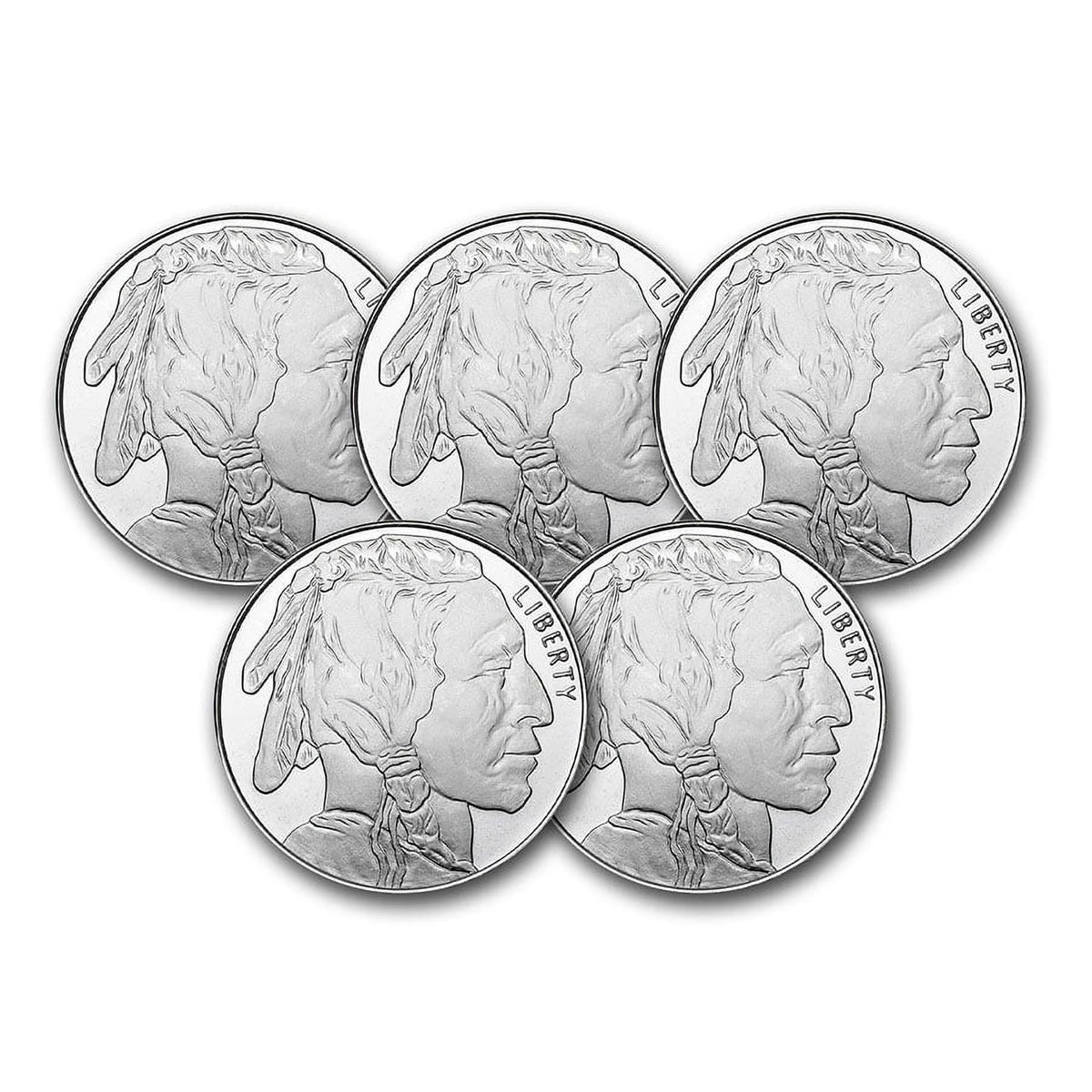 1 oz Silver Round Buffalo Lot of 5 T468