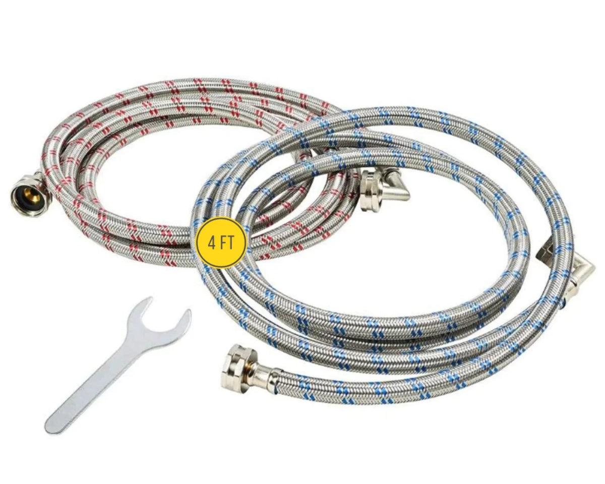 Washing Machine Hoses 4FT 2 Pack Braided Stainless Steel O55947