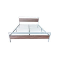 King Metal Platform Bed Frame with Wood Headboard and Footboard White J9427