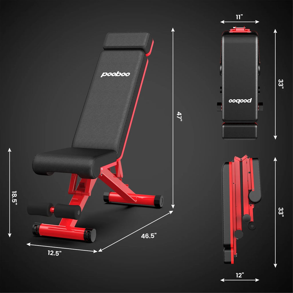 Adjustable Weight Bench with Extended Backrest 660 lbs Capacity V942