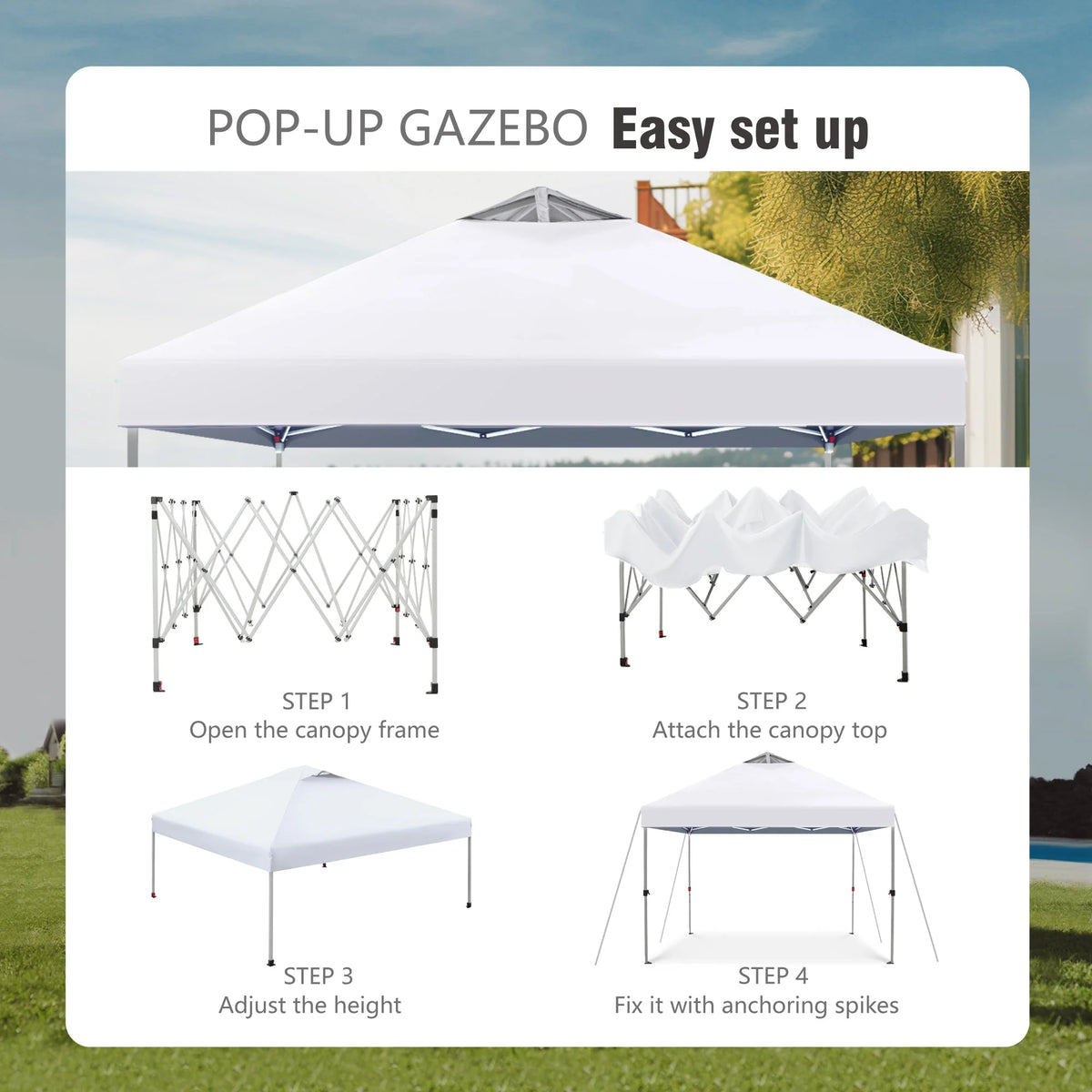 10'x 10' Pop up Canopy Tent with Roller Bag, Blue N473