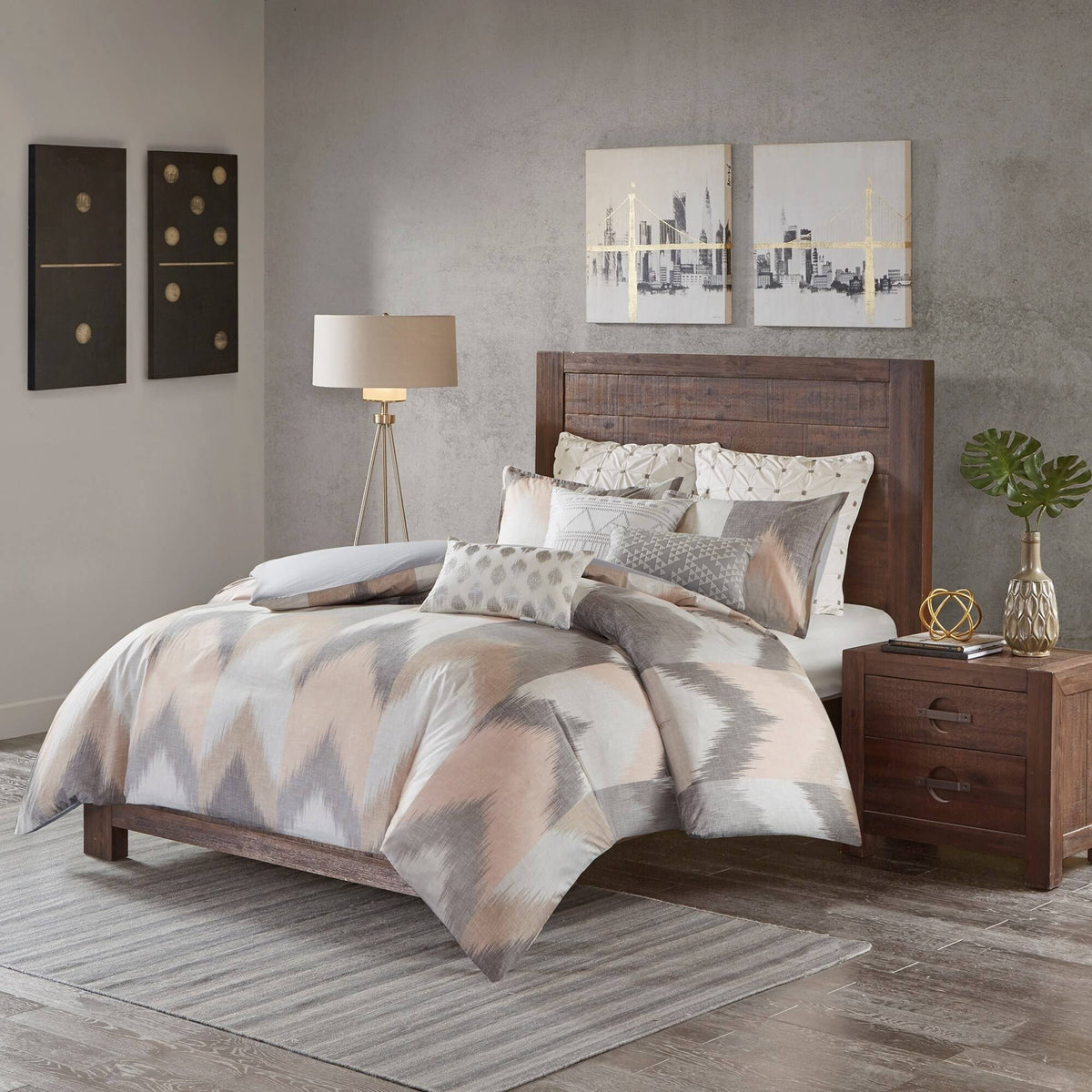Blush Cotton Printed Comforter 3-Piece Set King Cal King I76550