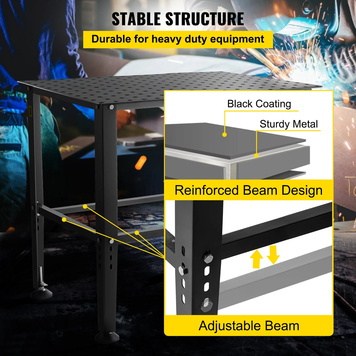 36 x 24 Adjustable Metal Welding Table J5913