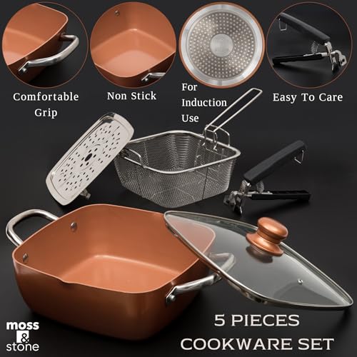 5 Pcs Non Stick Copper Cookware Set S54267