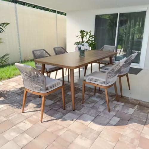 9 Pieces Patio Dining Set with Metal Rectangular Table and Wicker Rattan Chairs V857248
