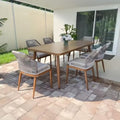 9 Pieces Patio Dining Set with Metal Rectangular Table and Wicker Rattan Chairs V857248