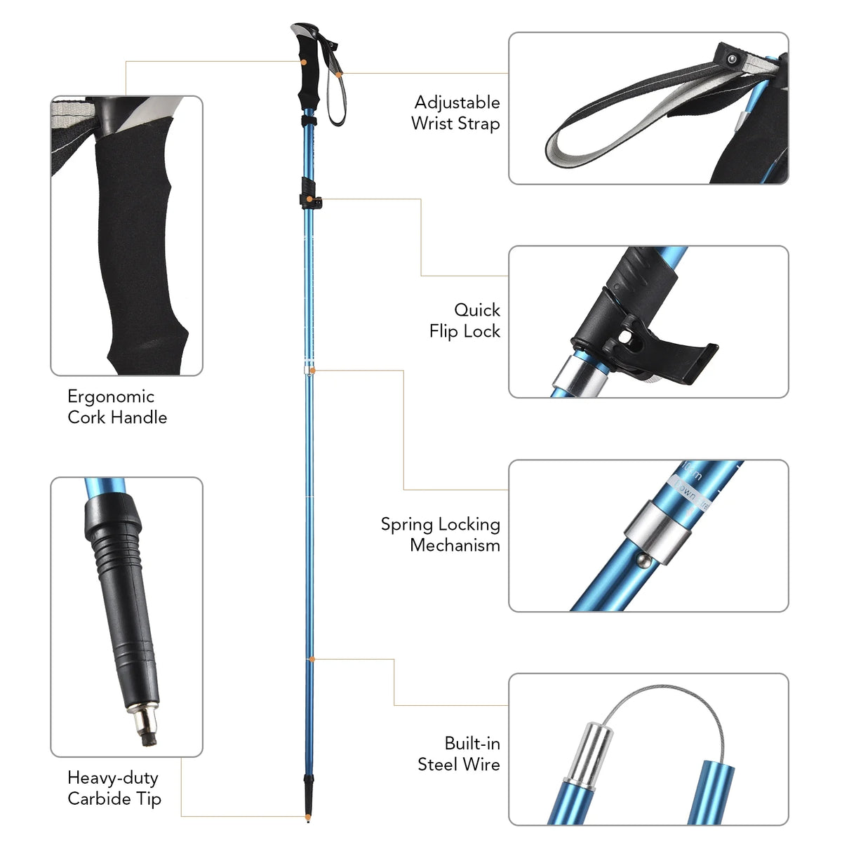 Blue Adjustable Trekking Pole G13350
