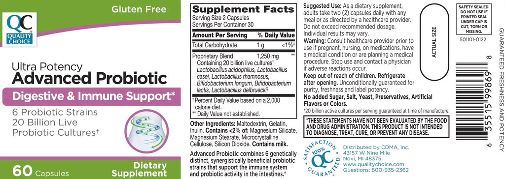 Probiotic Digestive & Immune Support Capsules, 60 Count R108598