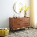 Mid Century Walnut 5 Drawer Wood Dresser R8506