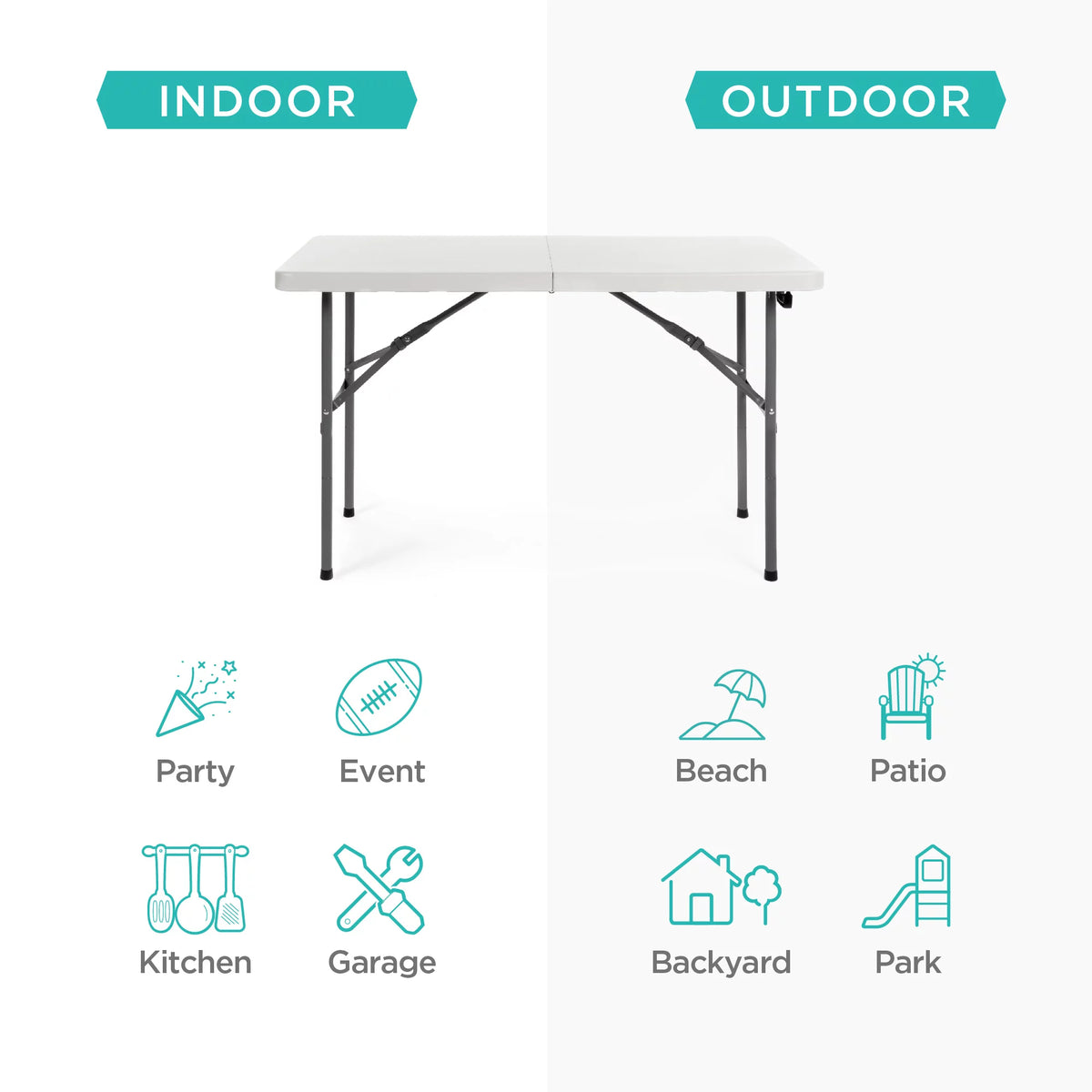 4ft White Plastic Folding Table Q81705