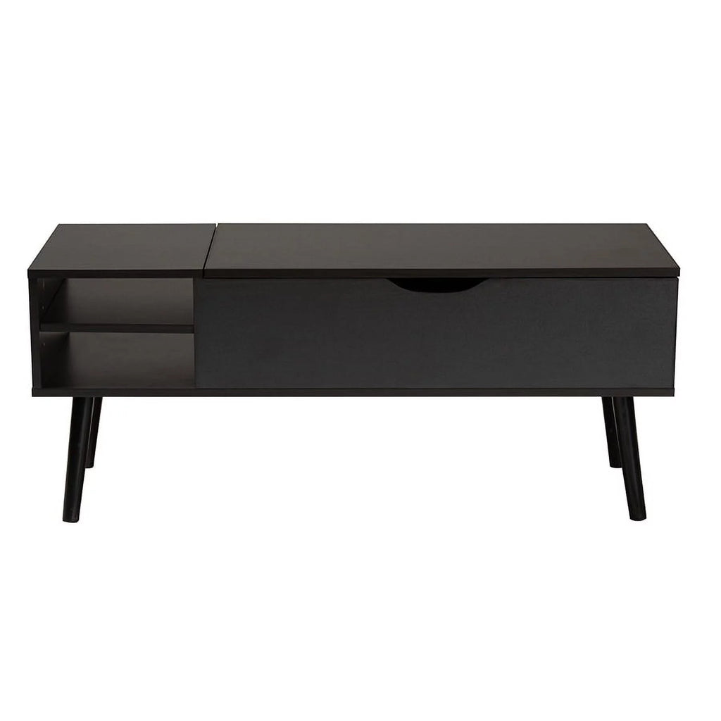 Black and Espresso Brown Wood Lift-Top Storage Coffee Table W667916