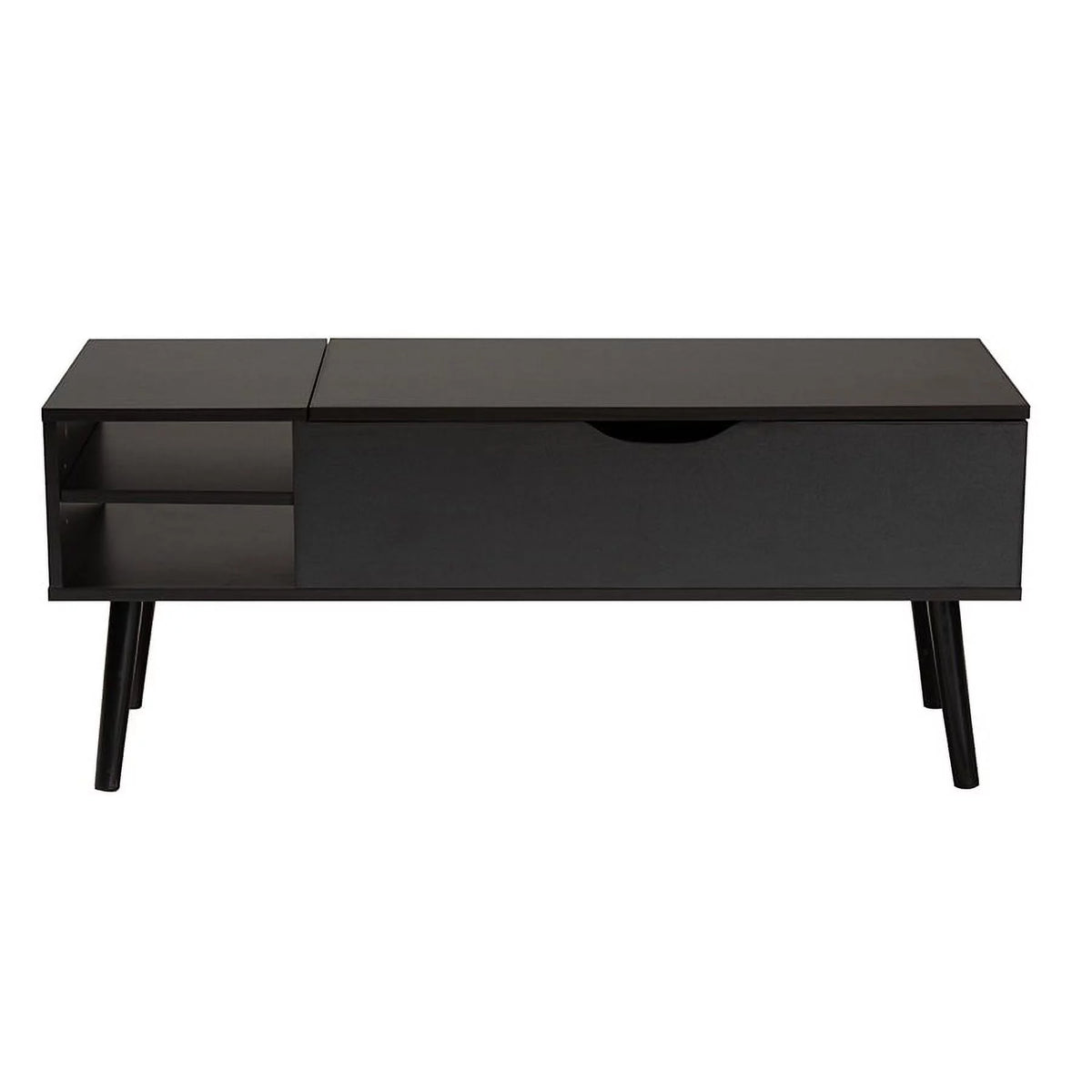Black and Espresso Brown Wood Lift-Top Storage Coffee Table W667916