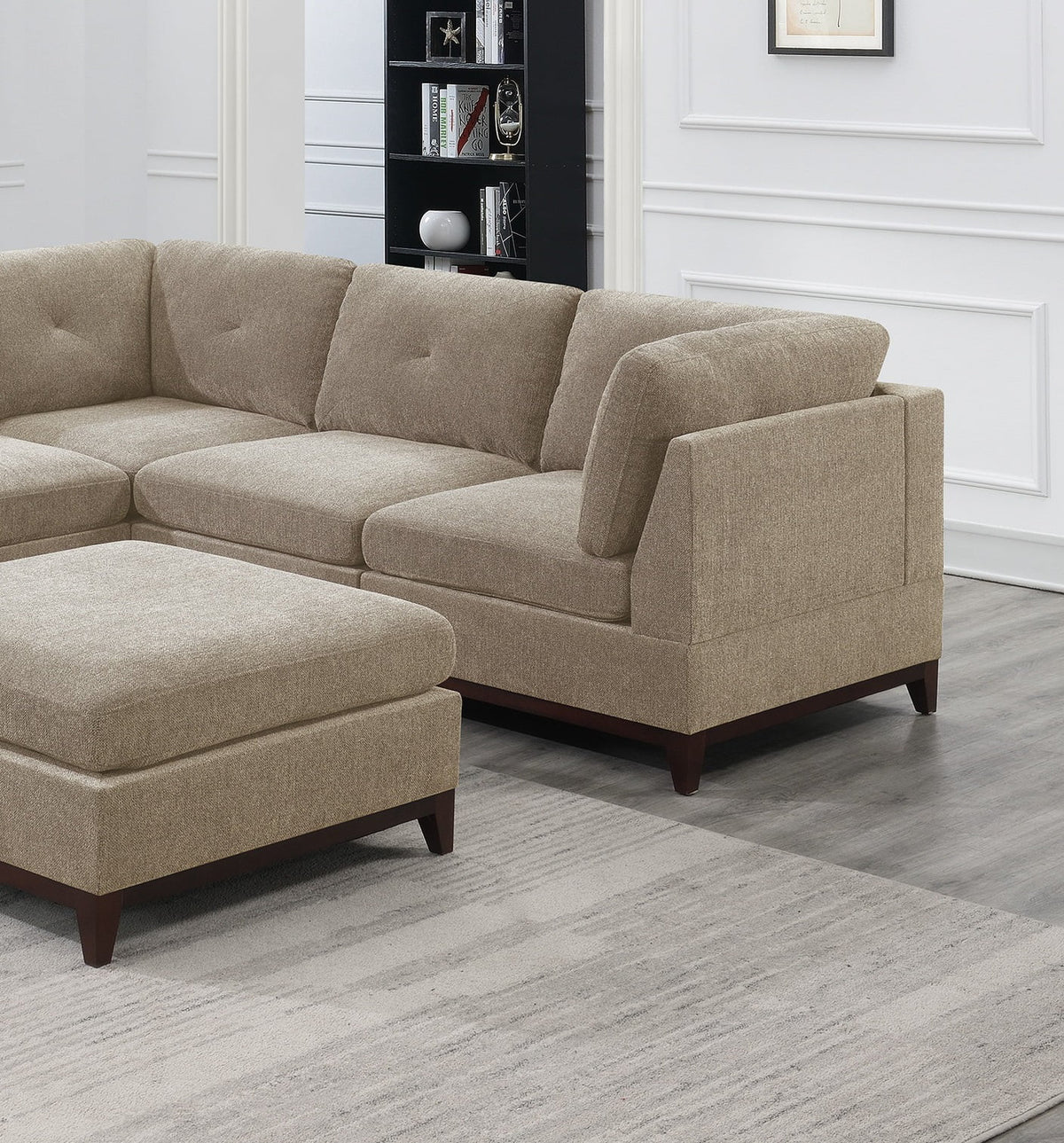 Chenille Camel L-Sectional Sofa Set 6pcs B434