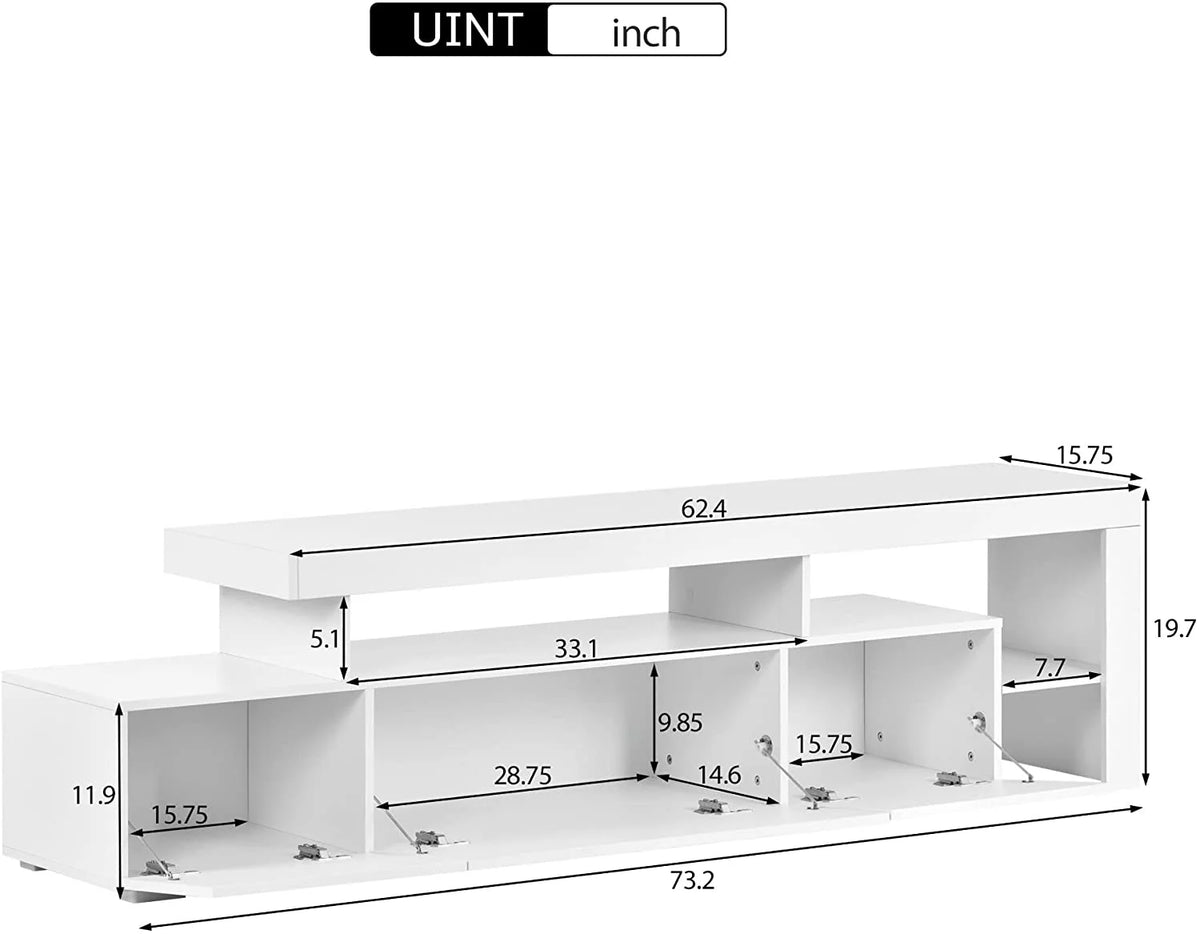 White High Gloss LED TV Stand with Shelf B408472