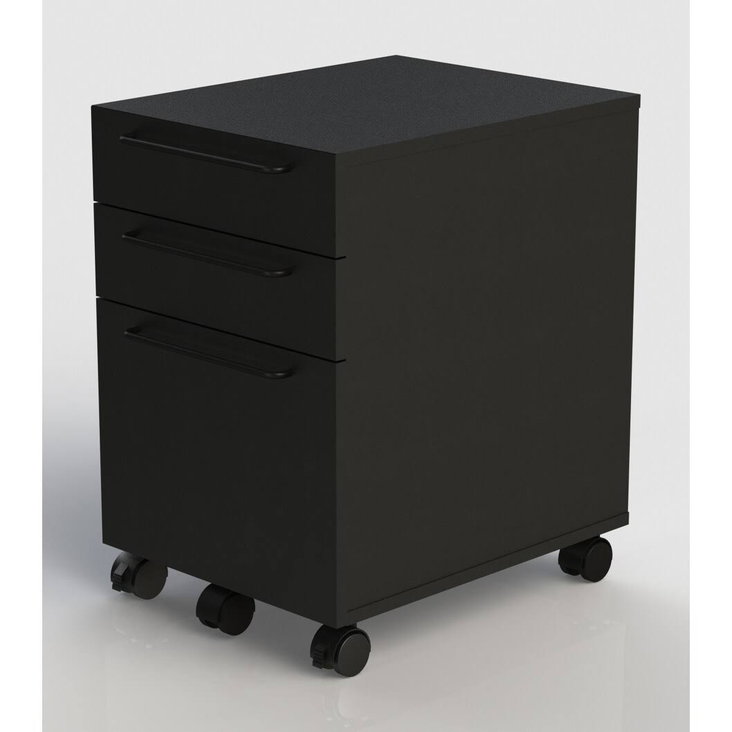 White Engineered Wood Mobile Pedestal with Castors D3769