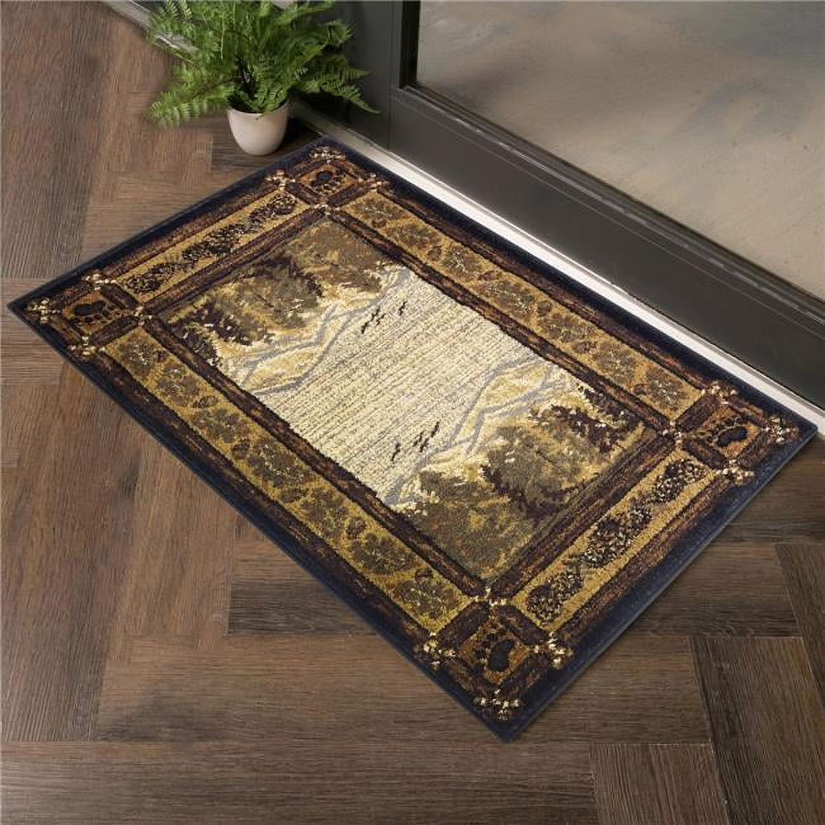 Black Rectangle Rug R699235