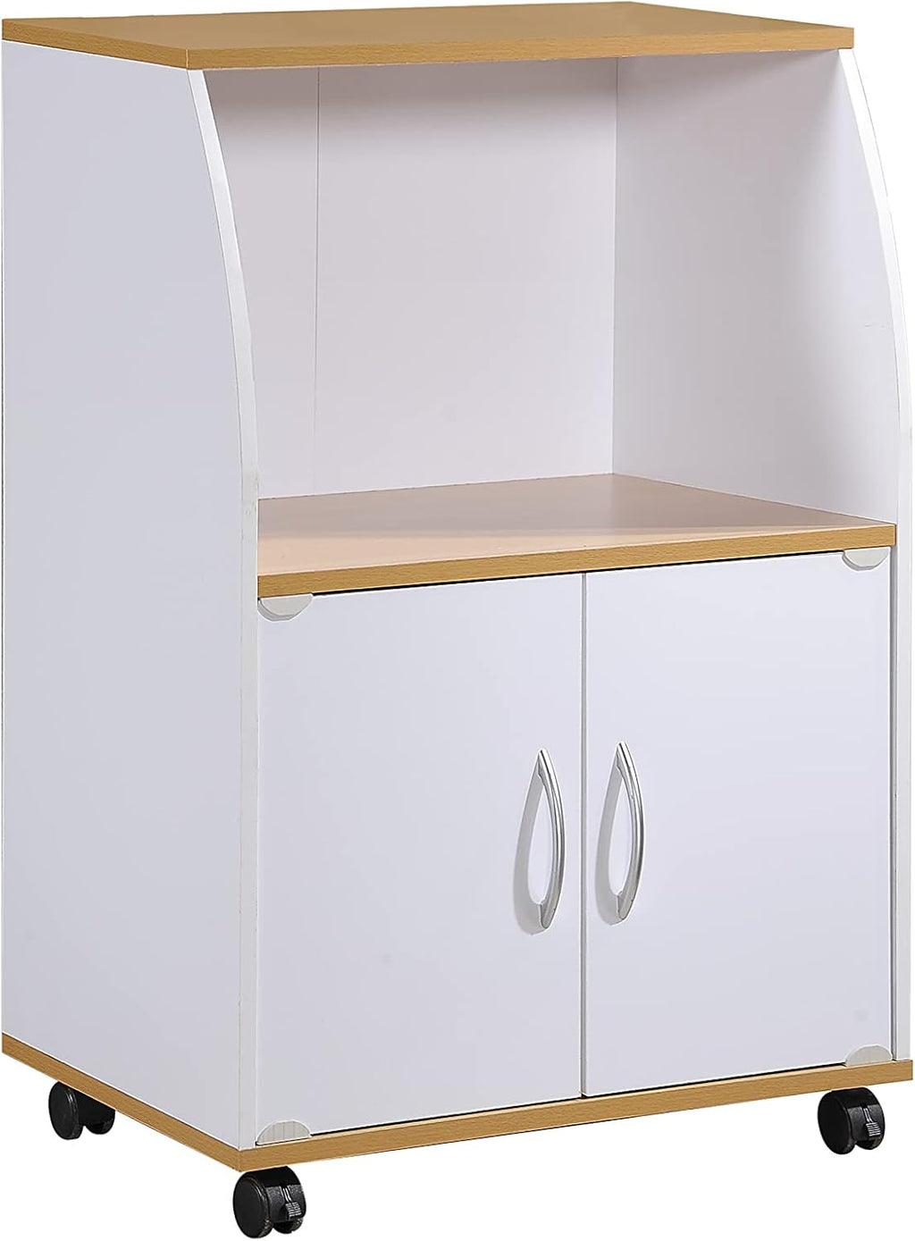 White Microwave Cart with Two Doors and Shelf C22882