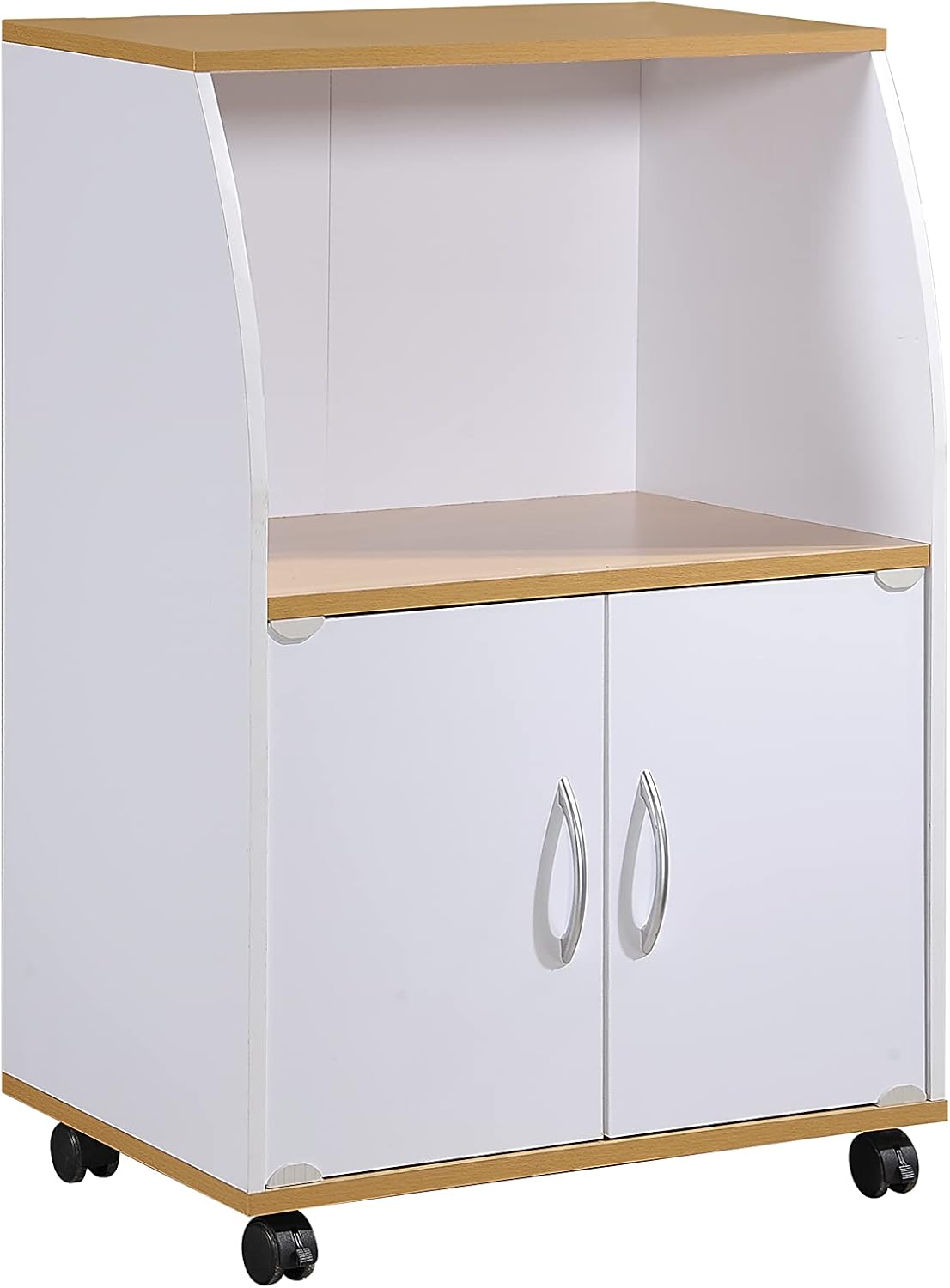 White Microwave Cart with Two Doors and Shelf C22882