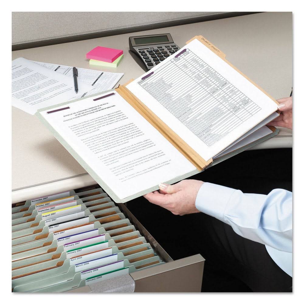 Legal Eight-Section Gray/Green Pressboard Classification Folders 10/Box Z68032