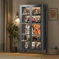 5 Tier Metal Glass Display Cabinet with Adjustable Shelves L56576