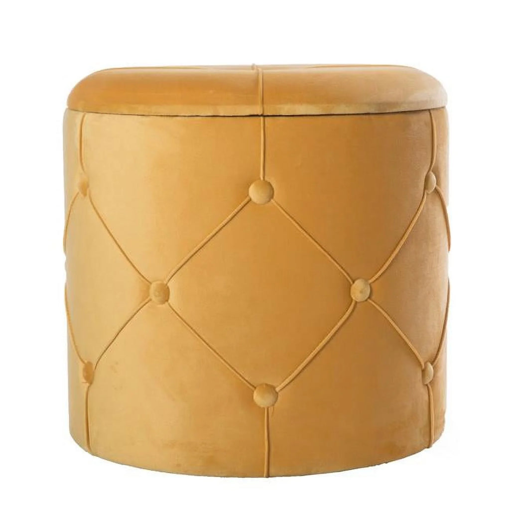 Round Wooden Velvet Ottoman Stool with Lid Z730234