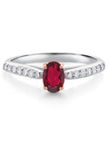 925 Silver 10K Rose Gold Ruby Red Mystic Topaz White Lab Grown Diamond Engagement Ring O153
