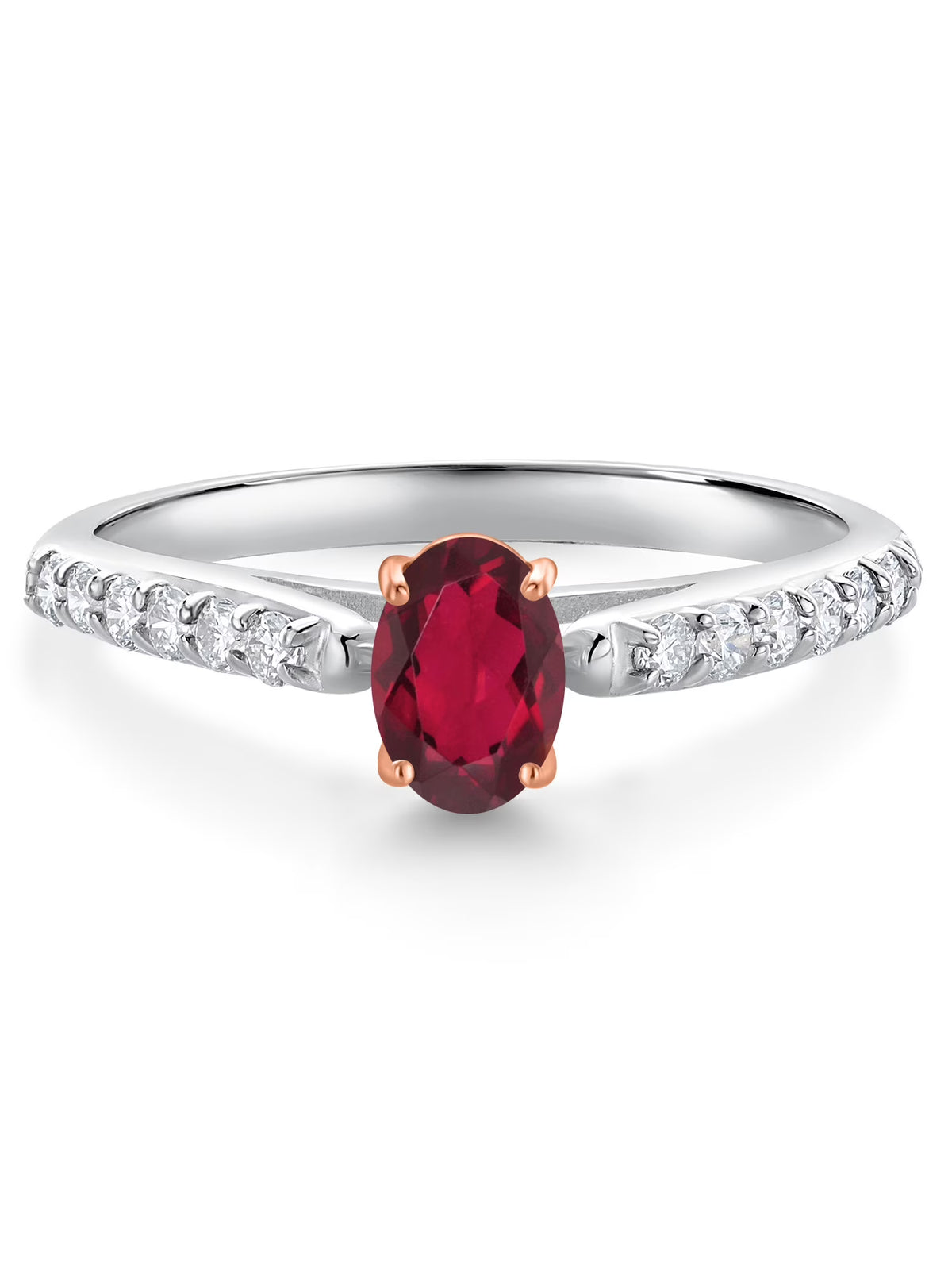 925 Silver 10K Rose Gold Ruby Red Mystic Topaz White Lab Grown Diamond Engagement Ring O153