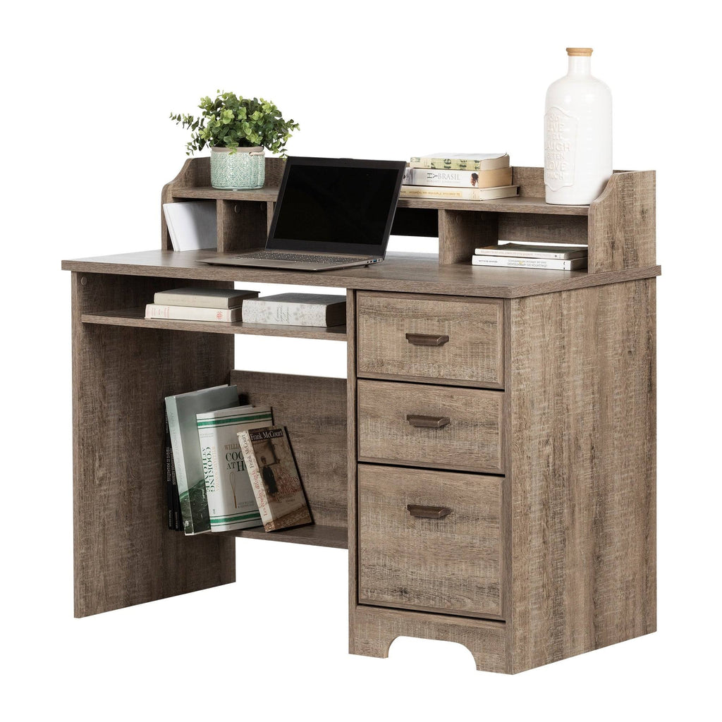 Winter Oak Computer Desk with Hutch L85064