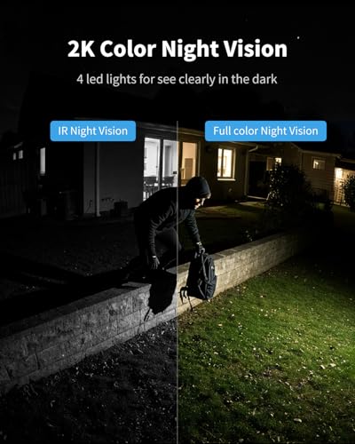 2 Cam Kit Solar Powered 2K Color Night Vision Security Cameras L5113