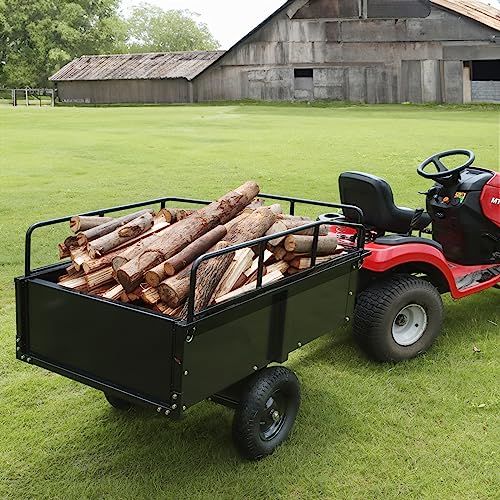 Heavy Duty Steel ATV Dump Cart, 750 lbs, 15 Cubic Feet Garden Utility with Removable Sides Z82487