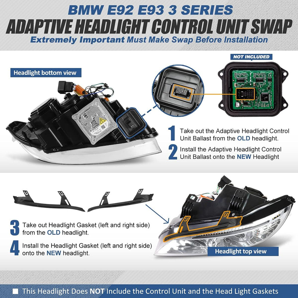 Dual Animated Start-Up Halo Sequential LED Turn Signal Projector HID Headlights, Chrome Housing F74026