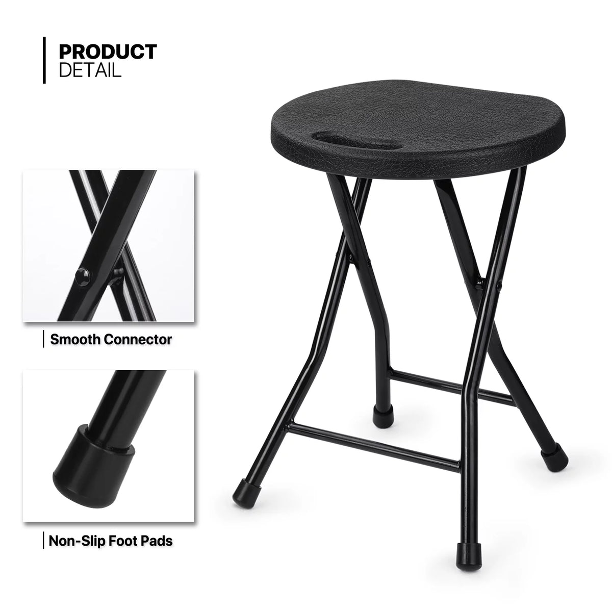7 Pieces 5 FT Folding Round Table and Chair Set Black K27130