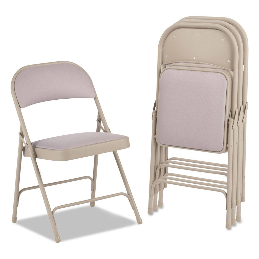 Steel Folding Chair with Fabric Back/Seat, Tan, 4/Carton R65580