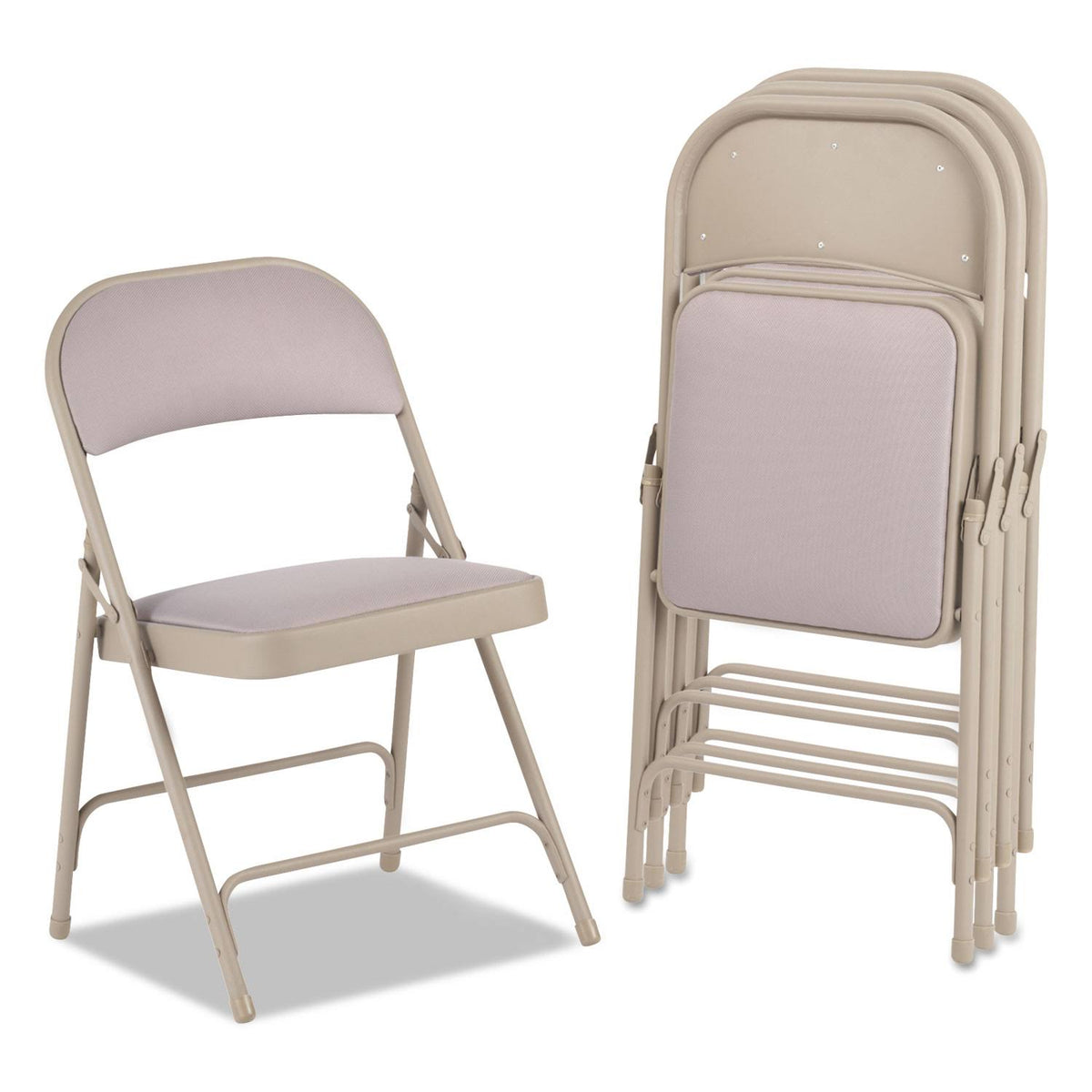 Steel Folding Chair with Fabric Back/Seat, Tan, 4/Carton R65580