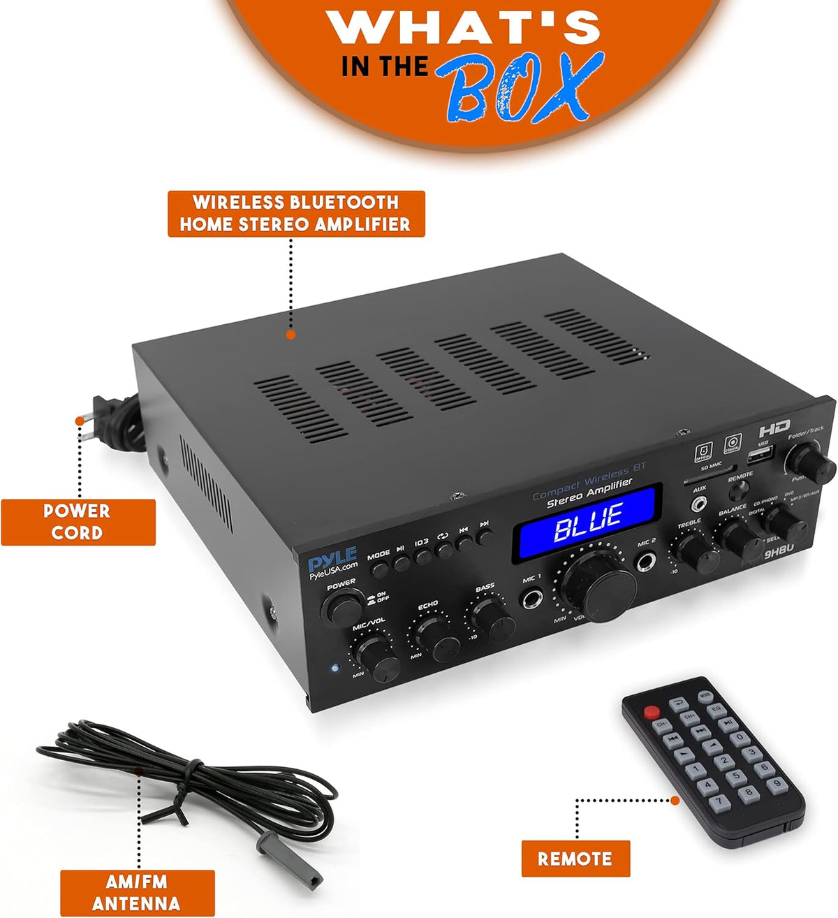 200 Watt Multi-Channel Wireless Bluetooth Home Stereo Amplifier J422
