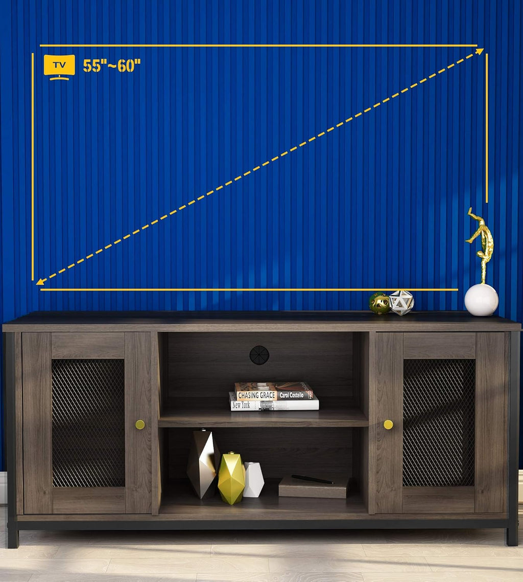 Brown Walnut Entertainment Center Stand with Storage Y2166