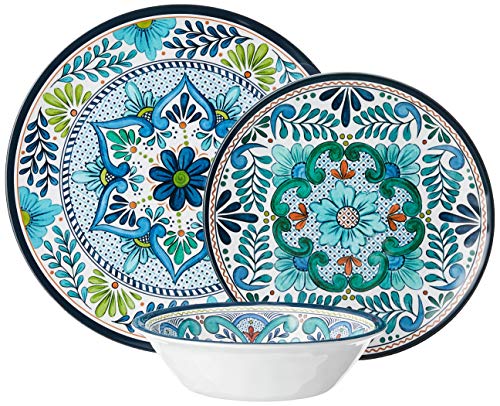 12 Piece Multicolored Melamine Dinnerware Set C24620