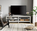 White 70 inch Wood TV Stand with 4 Cubby L21455