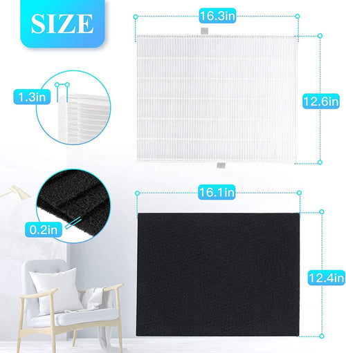 2 Pack True HEPA Replacement Filter with 8 Activated Carbon Prefilters B932