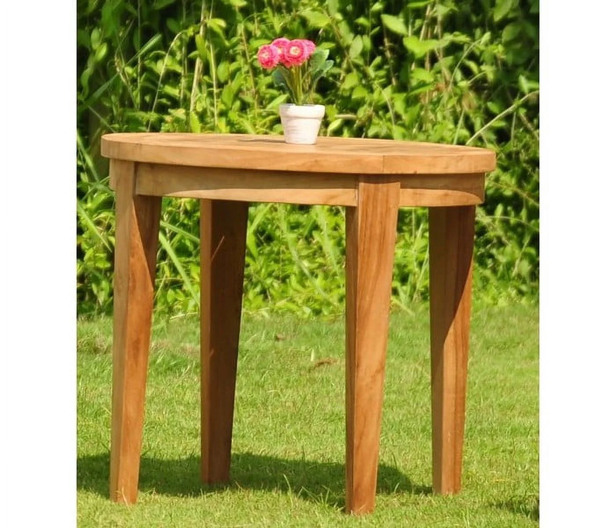 3 Pc Teak Dining Set with Round Side Table and 2 Stacking Arm Chairs E389383