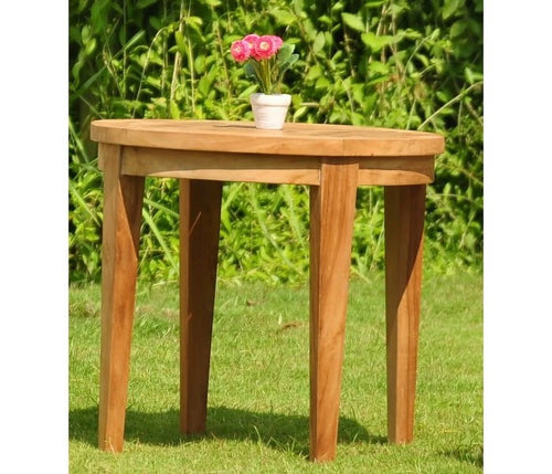 3 Pc Teak Dining Set with Round Side Table and 2 Stacking Arm Chairs E389383