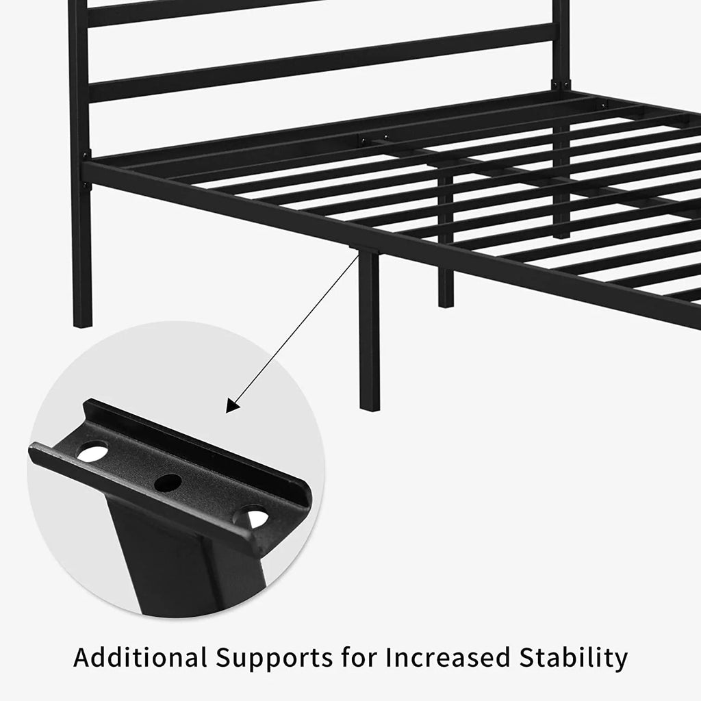 Queen Size Black Metal Canopy Bed Frame with Headboard V543458