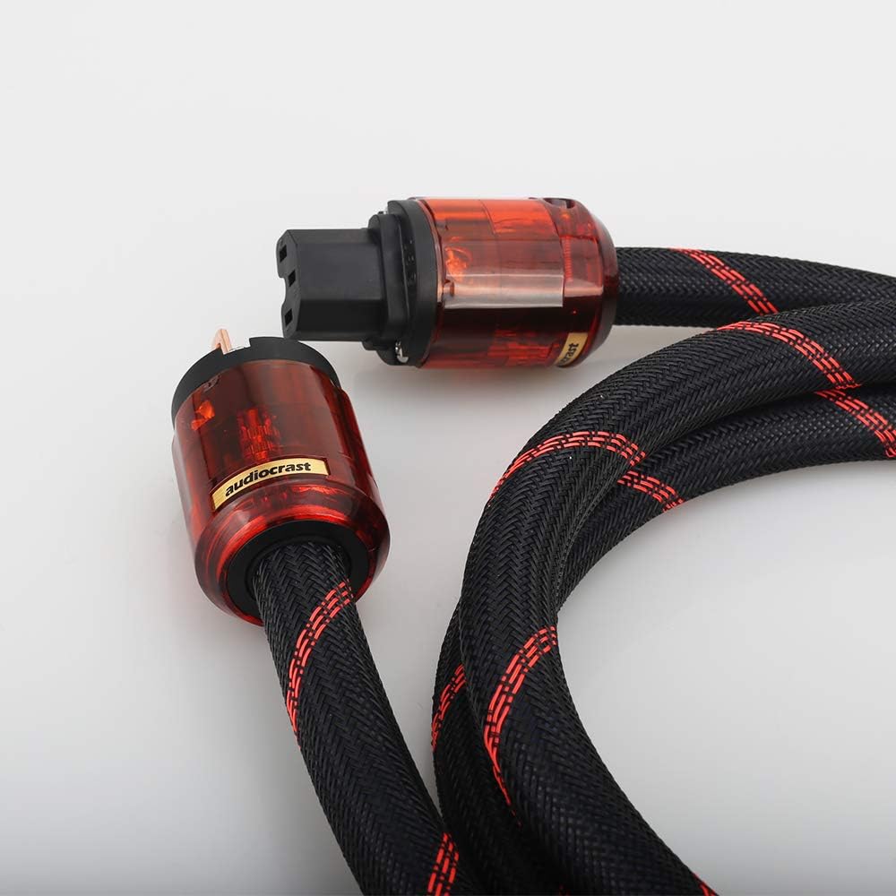 HiFi Power Cable, 125V 15A, Copper Shielding, Braided Sleeve, 6.6FT J9559