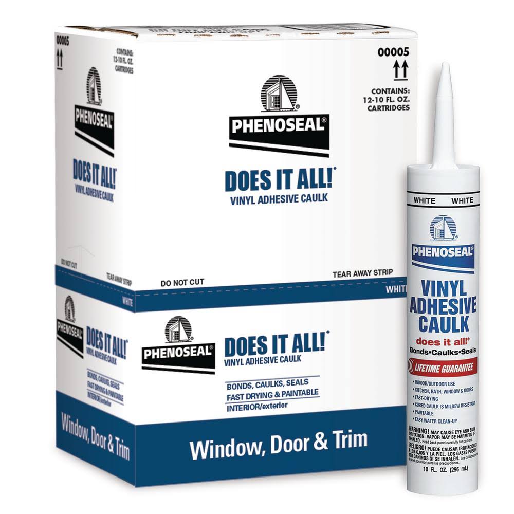 White 10 oz Vinyl Adhesive Caulk 24-Pack R800