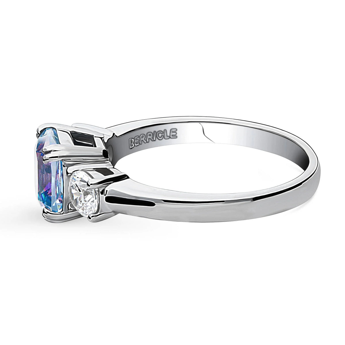 Rhodium Plated Sterling Silver Cushion Cut Cubic Zirconia Ring S58683