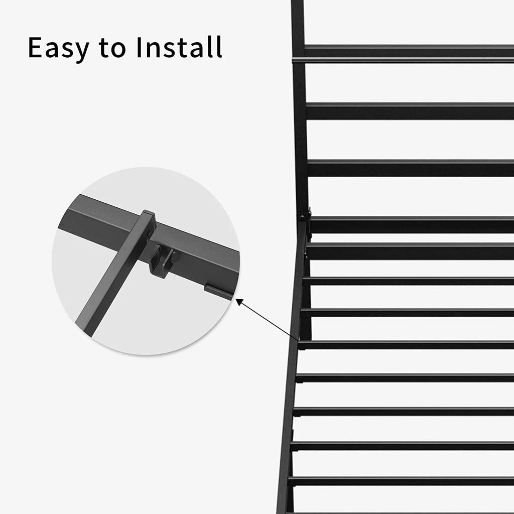 Queen Size Black Metal Canopy Bed Frame with Headboard V543458