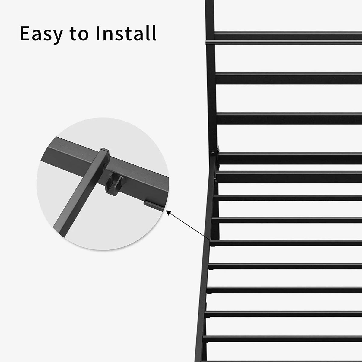 Queen Size Black Metal Canopy Bed Frame with Headboard V543458